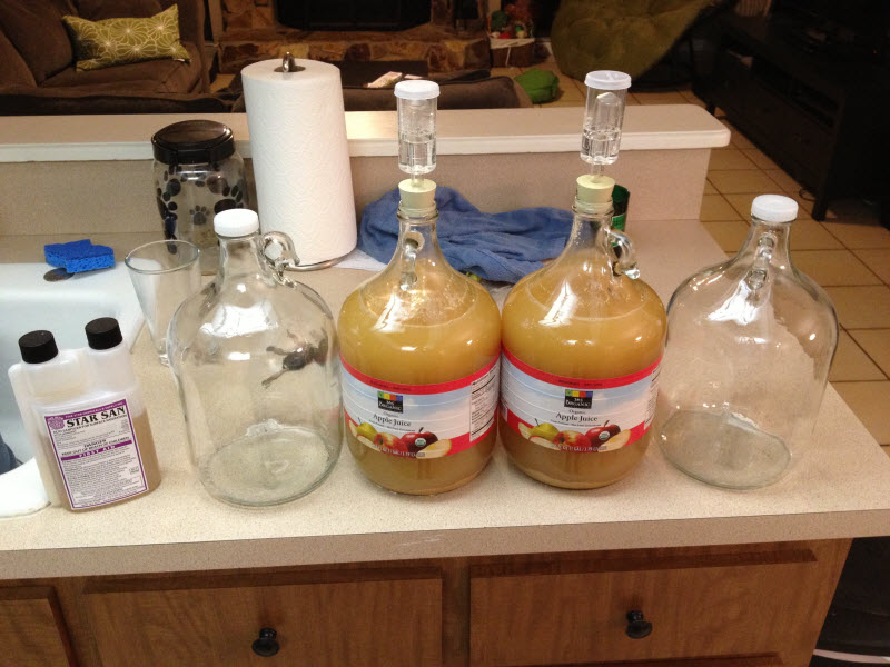 An image of the apple ciders in their fermenters.